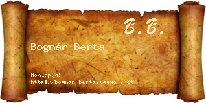 Bognár Berta névjegykártya