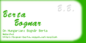berta bognar business card