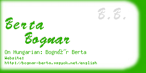 berta bognar business card